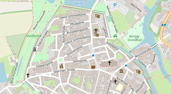 Tagungshotels auf Satellitenbild