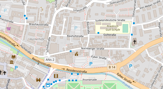Tagungshotels auf Satellitenbild