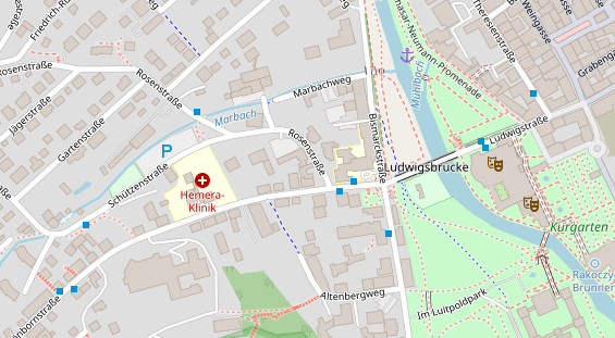 Tagungshotels auf Satellitenbild