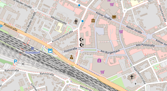 Tagungshotels auf Satellitenbild