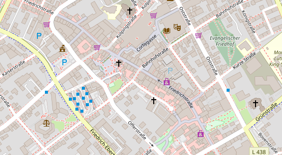 Tagungshotels auf Satellitenbild