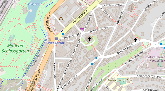 Tagungshotels auf Satellitenbild