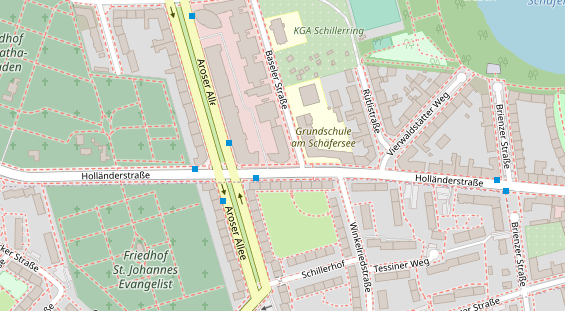 Tagungshotels auf Satellitenbild