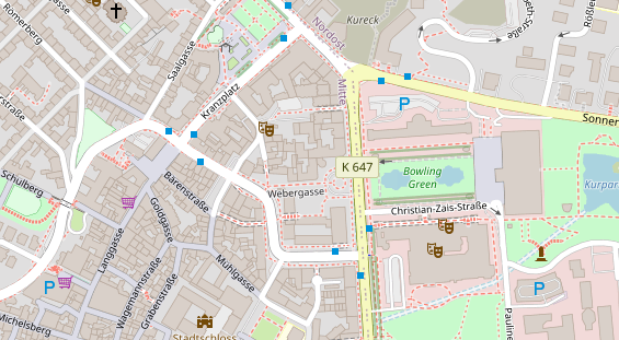 Tagungshotels auf Satellitenbild