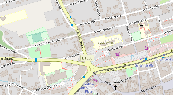 Tagungshotels auf Satellitenbild