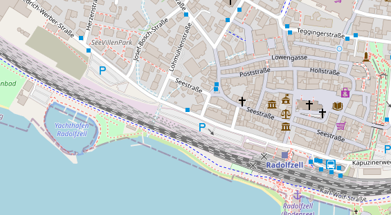 Tagungshotels auf Satellitenbild