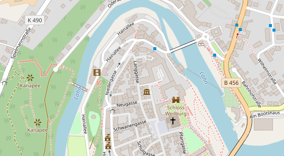 Tagungshotels auf Satellitenbild