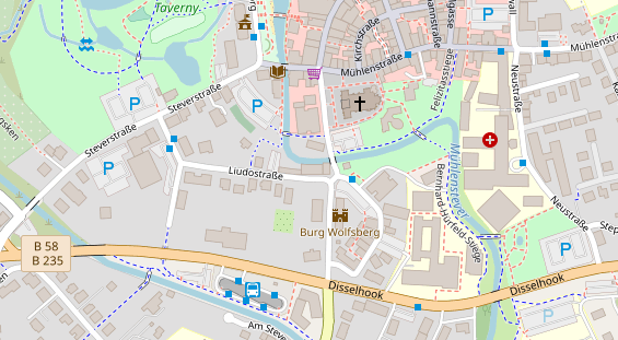 Tagungshotels auf Satellitenbild