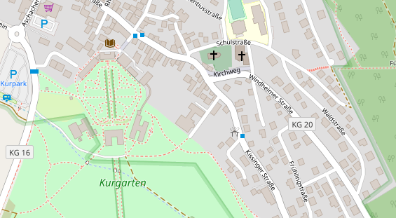 Tagungshotels auf Satellitenbild