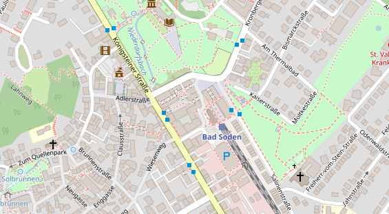 Tagungshotels auf Satellitenbild