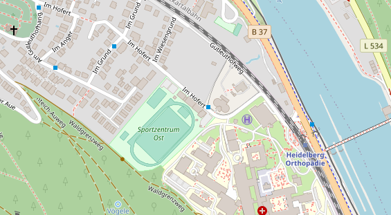 Tagungshotels auf Satellitenbild