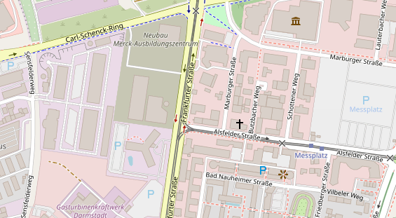 Tagungshotels auf Satellitenbild