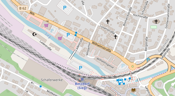 Tagungshotels auf Satellitenbild