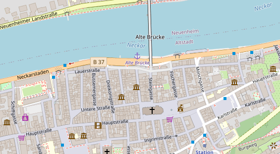 Tagungshotels auf Satellitenbild