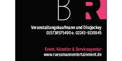 Eventlocations - Agenturbereiche: Künstleragentur - Köln, Bonn, Eifel ... - Visitenkarte - RÜßMANN ENTERTAINMENT 