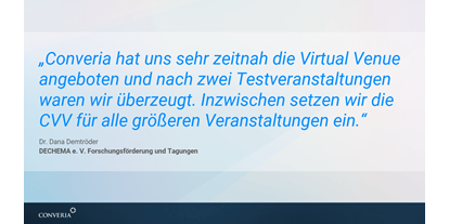 Eventlocations - Thüringen - Was unsere Kund*innen über uns sagen - Converia Virtual Venue | Virtuelle All-in-One-Eventplattform