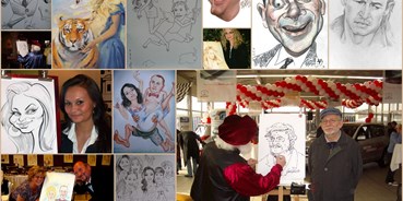eventlocations mieten - Schnelzeichner, Karikaturist und Portraitzeichner fertigt einzigartige Bilder auf ihrer Hochzeit oder ihrem Fermenfest an, bundesweit. - Schnellzeichner & Karikaturist