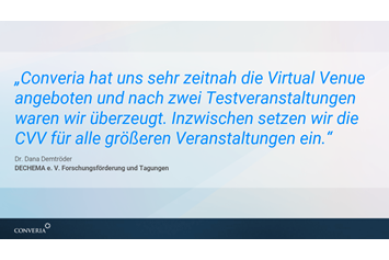 virtuelle-events: Was unsere Kund*innen über uns sagen - Converia Virtual Venue | Virtuelle All-in-One-Eventplattform